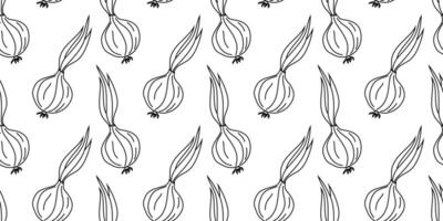 Pattern of hand-drawn onions on a white background showcasing artistic vegetable design vector