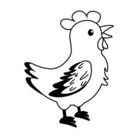 Colorful cartoon chicken stands proudly against a white background showcasing its features and charm vector