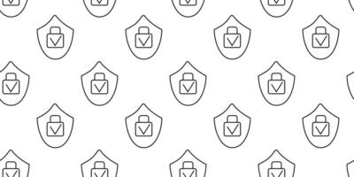 Pattern of outlined shields and briefcases in a minimalist design on a plain background vector