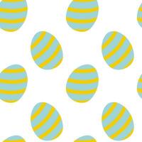 Colorful decorative eggs with stripes on a white background create a festive design for spring vector