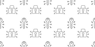 Technology background featuring locks and keys in a repeated pattern for security design vector