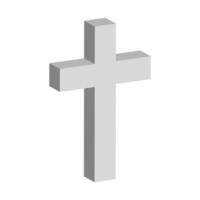 Modern minimalist 3D grey cross symbol, abstract religious design cross vector