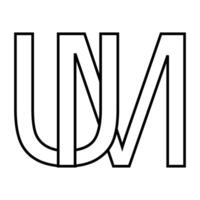Logo sign um mu icon, double letters logotype u m vector