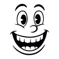Funny Cartoon Face with Big Smile and Wide Open Eyes vector