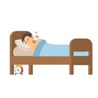Man is asleep. A man snores in bed vector