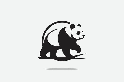 panda in silhouette walk design style vector