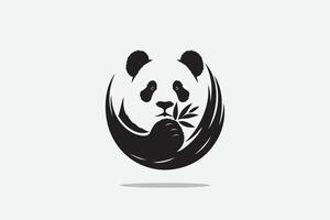 panda in silhouette style with eaten form vector