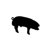 Silhouette of the Pig or Pork, can use for Logo Gram, Pictogram, Animal Illustration, Apps, or Graphic Design Element. BW and Editable vector