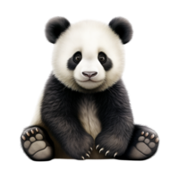 Adorable panda cub with fluffy fur sitting png