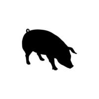 Pig or Pork Silhouette, can use for Logo Gram, Pictogram, Animal Illustration, Apps, or Graphic Design Element. Editable, Flat and BW vector