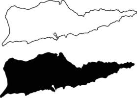 Saint Croix Map Silhouette Flat and Outline Design vector