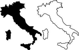Italy Map Silhouette Flat and Outline Design vector