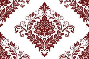 floral seamless pattern with damask ornament, royal pattern for wallpaper or packaging in victorian style vector