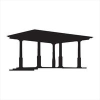 Silhouette of an Ancient Greek Temple with Columns Roof vector