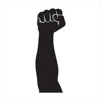 Silhouette raised fist, representing power and protest vector