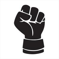 Silhouette of raised fist, representing power and protest vector
