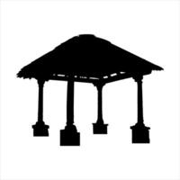 Silhouette of gazebo with a thatched roof. vector