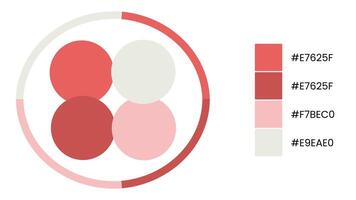 Red, Rose Red, Rose Quartz, Ivory circle color palette. Trend color guide palette catalog samples in rgb hex. Color palette for fashion designers, business, and paints colors company illustration vector
