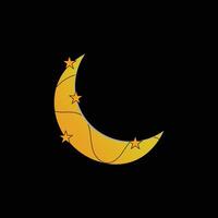 A crescent with stars on it vector