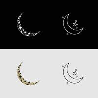 A set of elegant and minimalist moon line icons, perfect for representing dreams, nature, Eid Mubarak, childhood, and moonlight. This high-quality vectors illustration is ideal for web apps