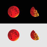 Blood moon is shown in different stages of its cycle vector