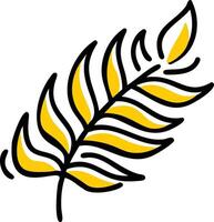 Botanical leaf illustration with black outlines and yellow shading in a modern abstract artistic vector