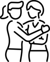 A linear style icon showing a friend support vector
