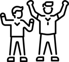 Two characters showing enthusiasm, linear style icon vector