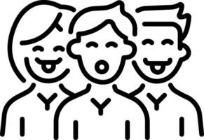 A group of friend making silly faces, line style icon vector