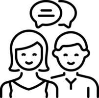 A linear style icon of chatting between two friends vector