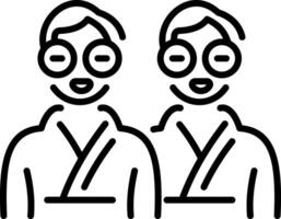 A linear style icon of two spa friends vector