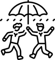 A linear style of friends enjoying rain together vector