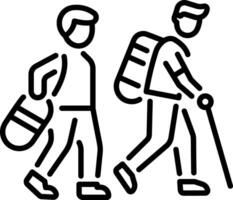 A linear style icon of a friends tour vector