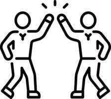 A line style icon of two friends giving high five vector