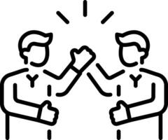 A linear style icon of two friends clap vector