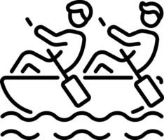 A linear style icon of friends rowing boat vector