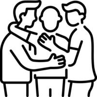 A linear style icon showing friends group hug vector