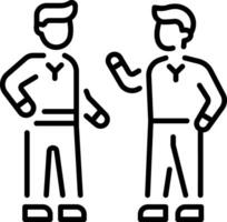 Two friends talking with each other, line style icon vector