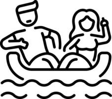 Friends enjoying a pool party, linear style icon vector