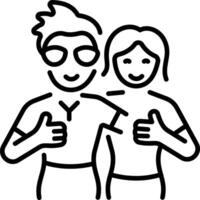 A linear style icon of two best buddies vector