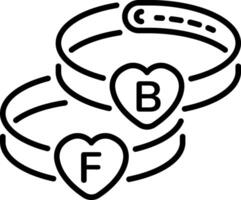 A linear style icon of bff bands with hearts vector