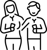 A linear style icon of friends drinking together vector