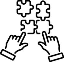 A linear style icon of solving a puzzle game vector