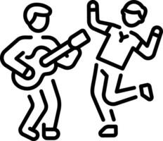 A linear style icon of a playing guitar character vector