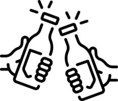 A linear style icon of soda bottles cheers vector