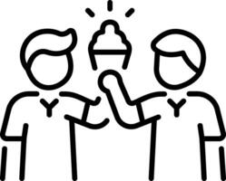 Two friends sharing food, line style icon vector