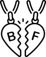 A linear style icon of heart bff locket vector