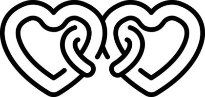 A linear style icon of two intertwined hearts vector
