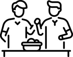 A line style icon of two friends baking together vector
