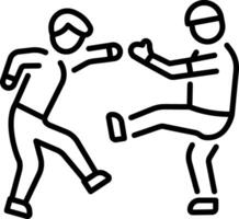 Friends fighting with each other, line style icon vector